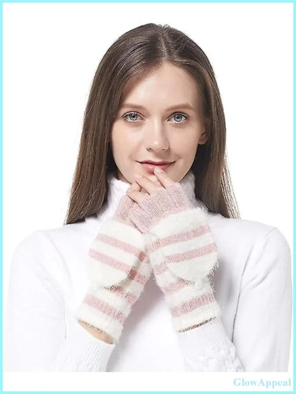 Convertible Fingerless Gloves with Flip-Top Mittens, Winter Knit, Touchscreen